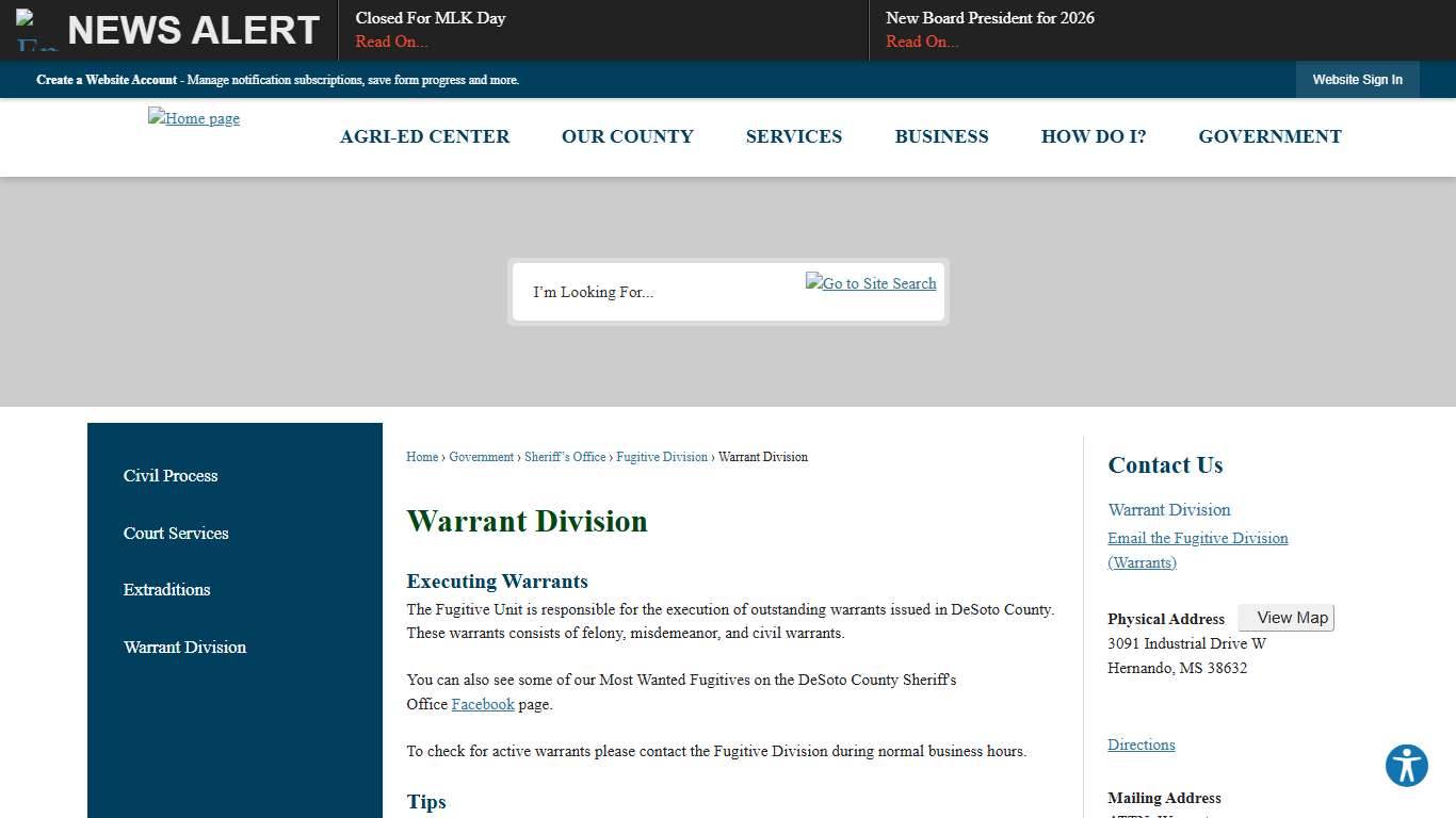 Warrant Division | DeSoto County, MS - Official Website